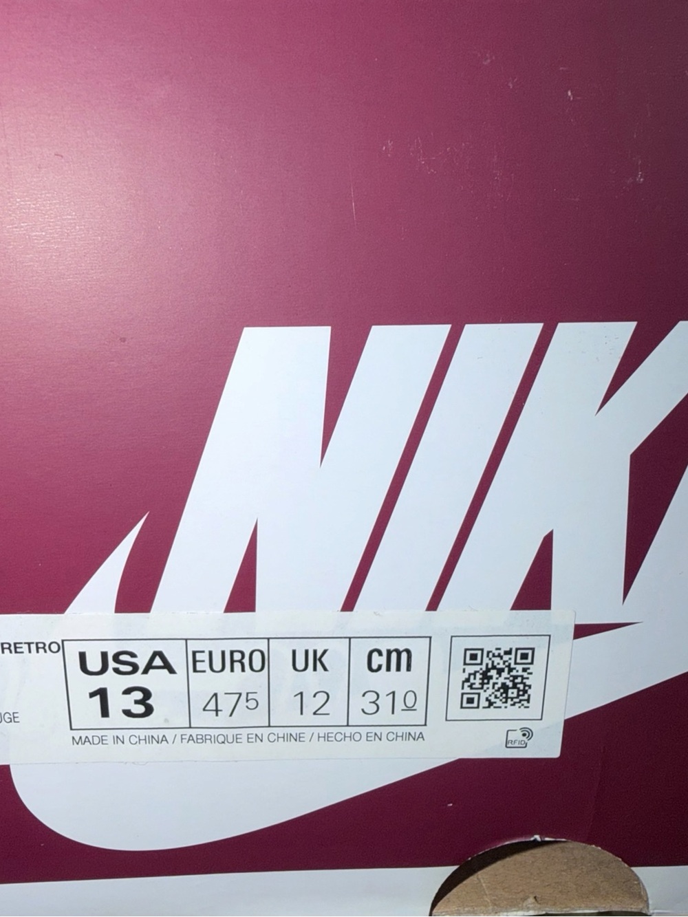Nike Men's Athletic Shoe Box Graphic in Maroon and White